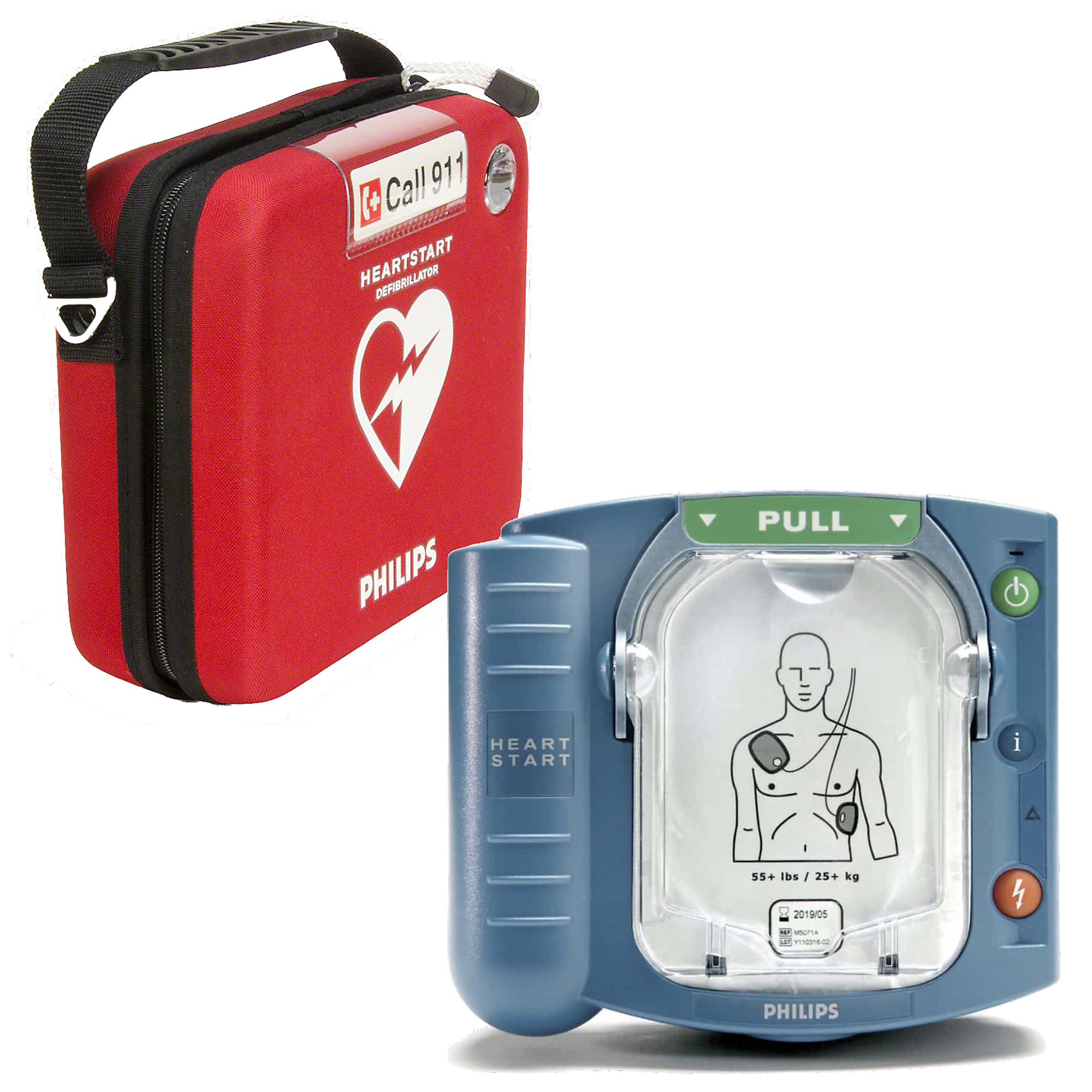 Kemp USA Philips HeartStart OnSite AED with Slim Carry Case — Includes Battery, SMART Pads Cartridge, 8-Year Warranty, Model# 10-531-ONSITE